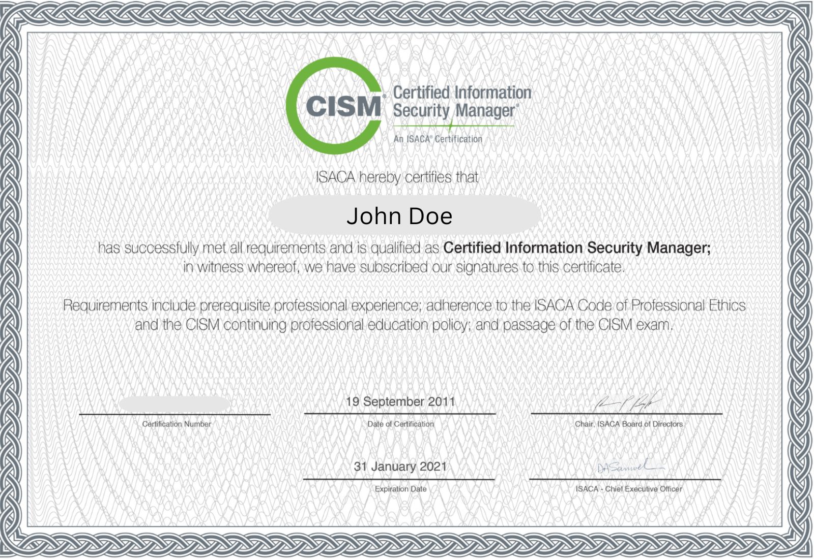 CISM-certificate